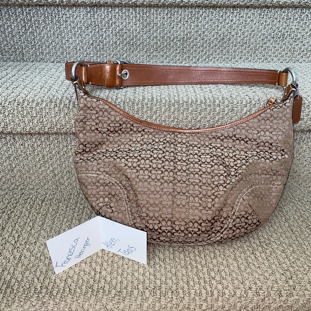 Coach Brown and Tan Monogram Shoulder Bag - Picture 8 of 8